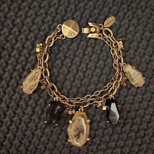 Ann Taylor Gold and Black Charm Bracelet